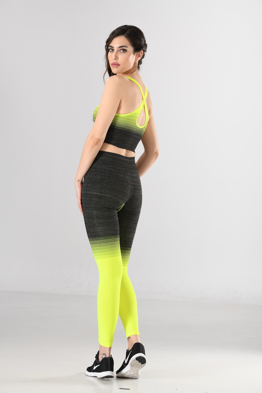 Sport-Bra und Sport-Leggings schwarz/gelb